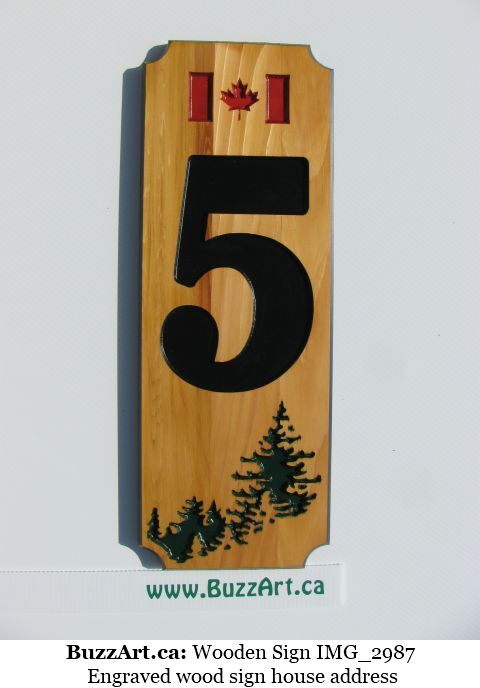 Engraved wood sign house address
